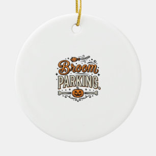 Besenparkplatz Halloween Vintage Hexenvektor-Desig Keramik Ornament