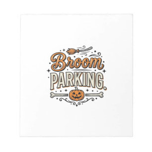 Besenparkplatz Halloween Vintage Hexenvektor-Desig Notizblock