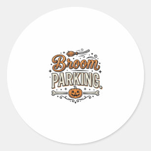 Besenparkplatz Halloween Vintage Hexenvektor-Desig Runder Aufkleber