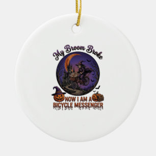Besensch Sweep Fahrrad Kurier Hexe Halloween Mond Keramik Ornament
