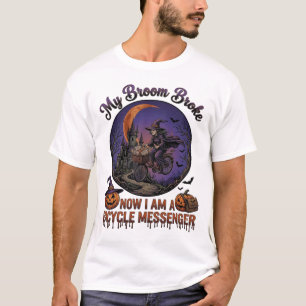 Besensch Sweep Fahrrad Kurier Hexe Halloween Mond T-Shirt