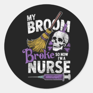 Besenschwitch Hexe Krankenschwester Halloween Runder Aufkleber