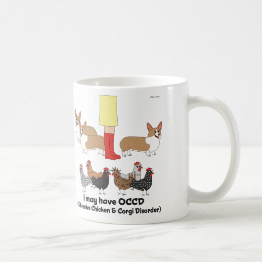 Besessene Huhn-u. Corgi-Störungs-Tasse Kaffeetasse (Rechts)
