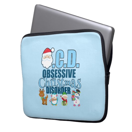 Besessene Weihnachtsstörung (blau) Laptopschutzhülle (Vorderseite Links)