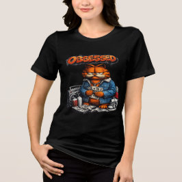 Besessertes Katze Street Style Grafik T-Shirt Tri-Blend Shirt
