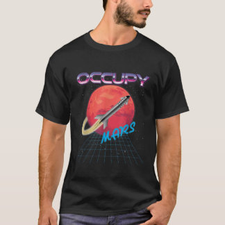 Besetze Mars Weltraum Rakete Synthwave überholen r T-Shirt