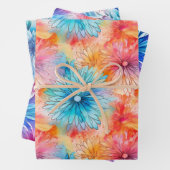 Besetzt florale Gefärbte Krawatte Muster Set 4 Geschenkpapier Set (Beispiel)