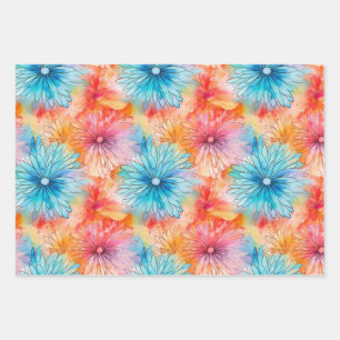 Besetzt florale Gefärbte Krawatte Muster Set 4 Geschenkpapier Set
