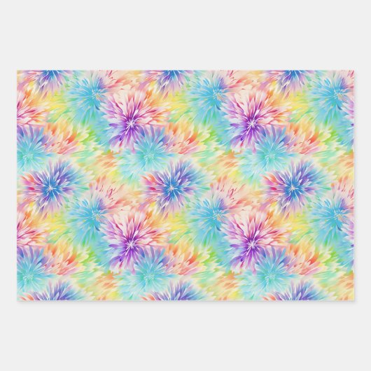 Besetzt florale Gefärbte Krawatte Muster Set 5 Geschenkpapier Set (Vorderseite 3)