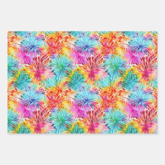 Besetzt florale Gefärbte Krawatte Muster Set 5 Geschenkpapier Set (Vorderseite 2)