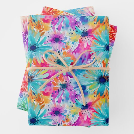 Besetzt florale Gefärbte Krawatte Muster Set 5 Geschenkpapier Set (Beispiel)