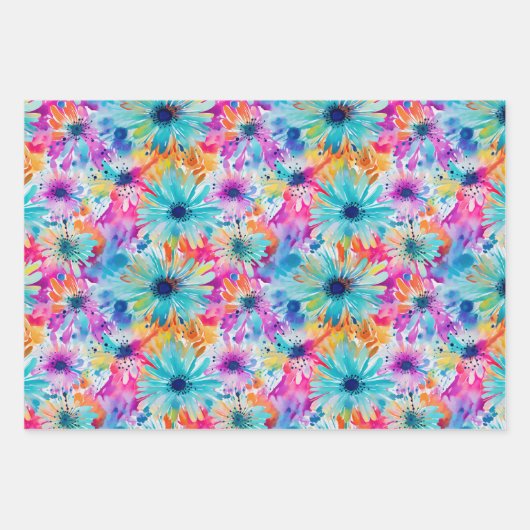 Besetzt florale Gefärbte Krawatte Muster Set 5 Geschenkpapier Set (Vorderseite)