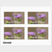 Besetzte Biene auf Lila Foto Rechteckiger Aufkleber (Blatt)