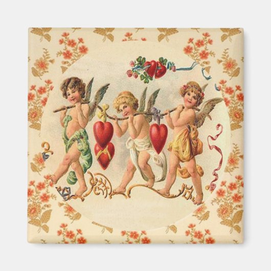 Besetzte Cupids Vintag Valentine Custom Magnet (Vorne)