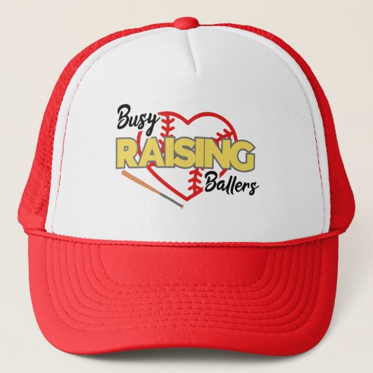Besetzte Raising Ballers Baseball Mama Truckerkappe (Vorderseite)