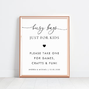 Besetzte Taschen für Kinder Herz-Script-Hochzeitsz Poster