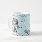 Besetztes Bookworm Girl Kaffeetasse (Vorderseite Links)