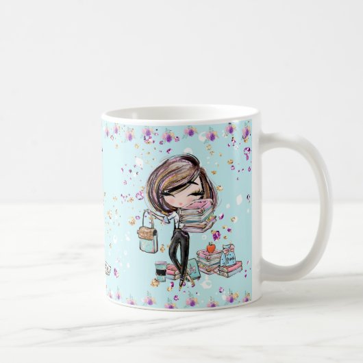 Besetztes Bookworm Girl Kaffeetasse (Rechts)