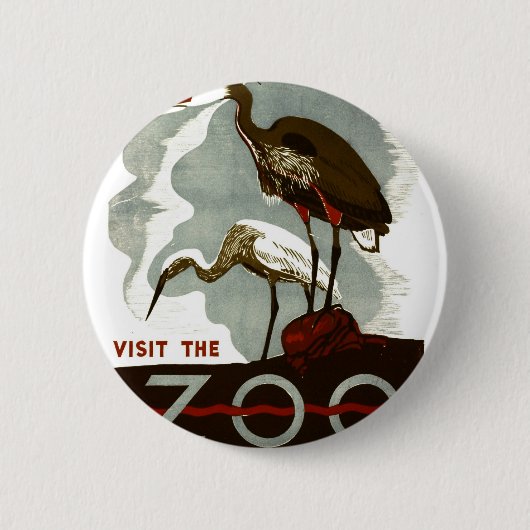 Besichtigen Sie den Zoo - WPA-Plakat - Button (Vorderseite)