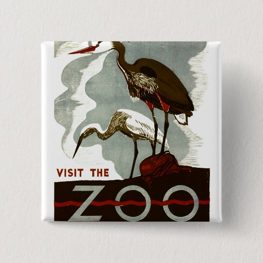 Besichtigen Sie den Zoo - WPA-Plakat - Button (Vorderseite)