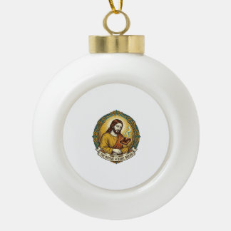 Besiegter Jesus raucht verbrannten Toast Frühstück Keramik Kugel-Ornament