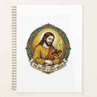 Besiegter Jesus raucht verbrannten Toast Frühstück Planer