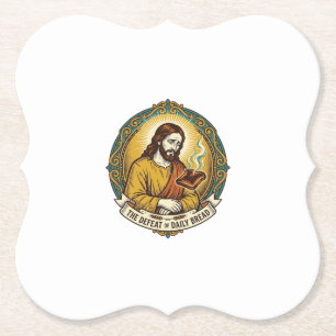 Besiegter Jesus raucht verbrannten Toast Frühstück Untersetzer