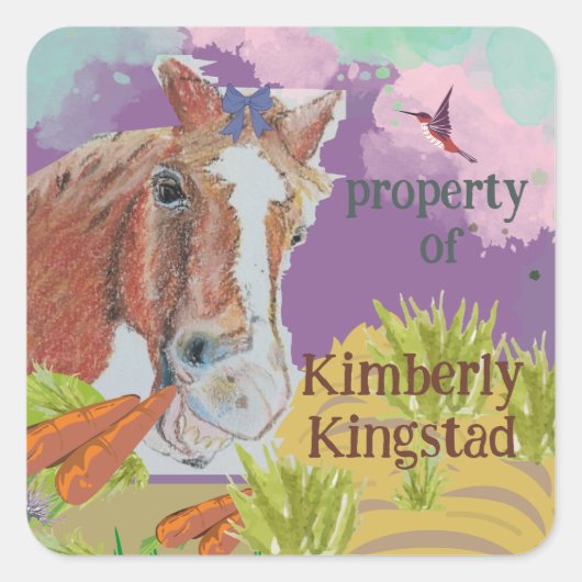 Besitz von Pferdeaufklebern, Quadratischer Aufkleber (Vorderseite)