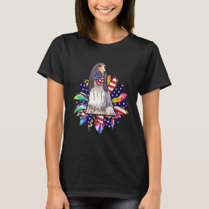 Besitzer der Sonnenblume American Flag Afghan Houn T-Shirt