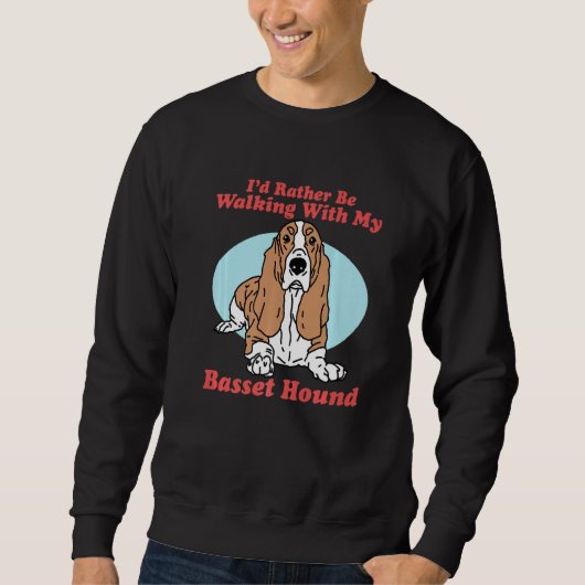 Besitzer des Basset Hound Hundes zu Fuß mit meinem Sweatshirt (Vorderseite)