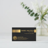 Besitzer des Minimalistischen Black Grunge Gold St Visitenkarte (Stehend Vorderseite)