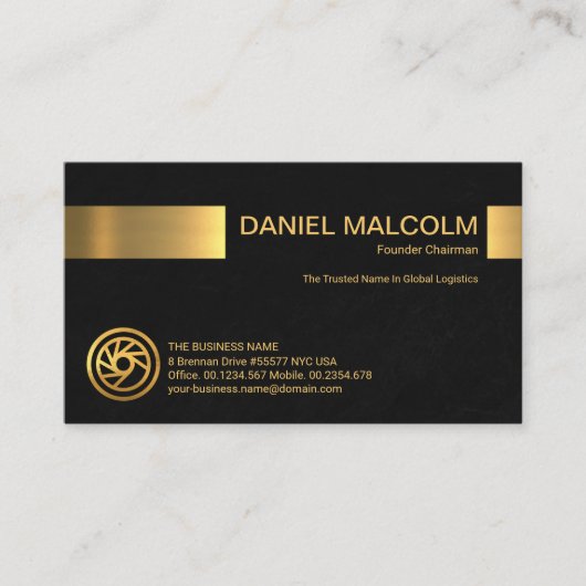 Besitzer des Minimalistischen Black Grunge Gold St Visitenkarte (Vorderseite)