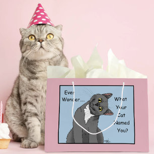 Besitzer einer lustigen grauen Katze namens Blue Große Geschenktüte