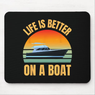 Besitzer eines Pontonboots Retro Das Leben ist bes Mousepad