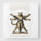 Besitzer von Funny Vitruvian Cat Pet Animal Quadratische Wanduhr (Vorderseite)