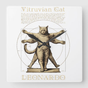 Besitzer von Funny Vitruvian Cat Pet Animal Quadratische Wanduhr
