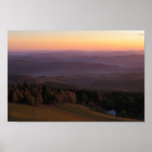 Beskid Wyspowy sunrise Poster (Vorne)
