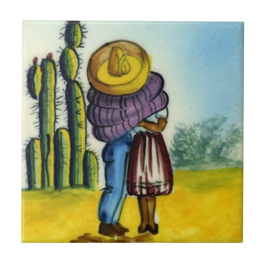 Beso - die Kuss-Vintage Art-Mexikaner-Fliese Fliese (Vorderseite)
