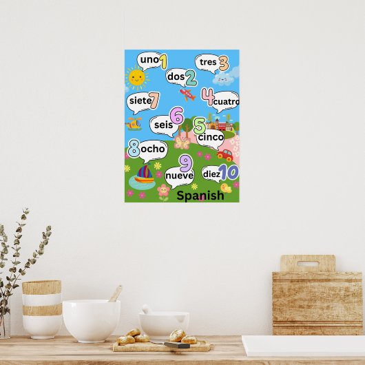 Besoldung 1 bis 10 auf Spanisch Poster (Küche)