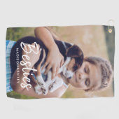 Besoldung| Custom Pet Foto and Name Typografie Golfhandtuch (Horizontal)