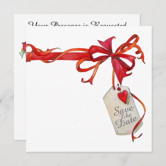 Besondere Anlass Rote Schleife und Rose Einladung (Vorne/Hinten)