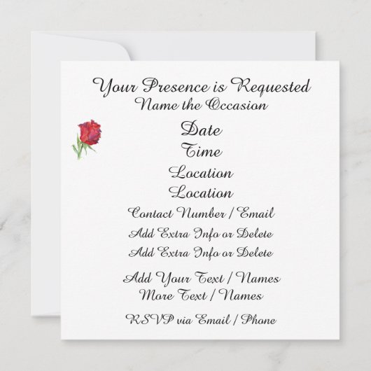 Besondere Anlass Rote Schleife und Rose Einladung (Rückseite)
