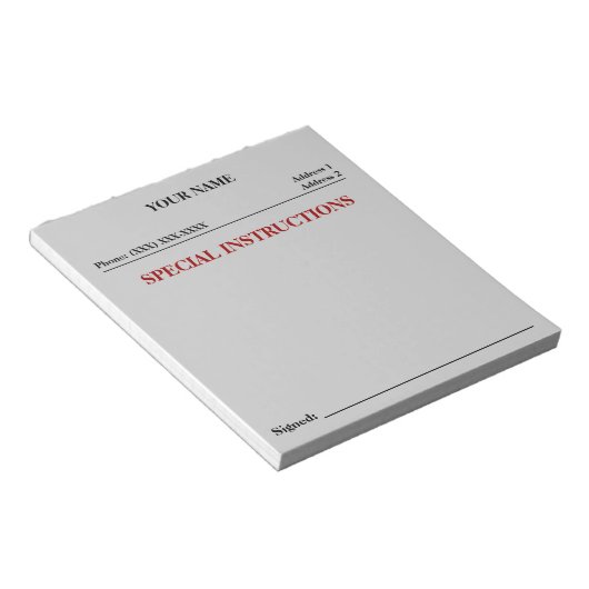 Besondere Anleitung Slip Note Pad (grau) Notizblock (angewinkelt)