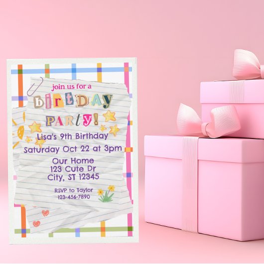 Besondere Anmerkung: Niedliche Geburtstag Party Einladung