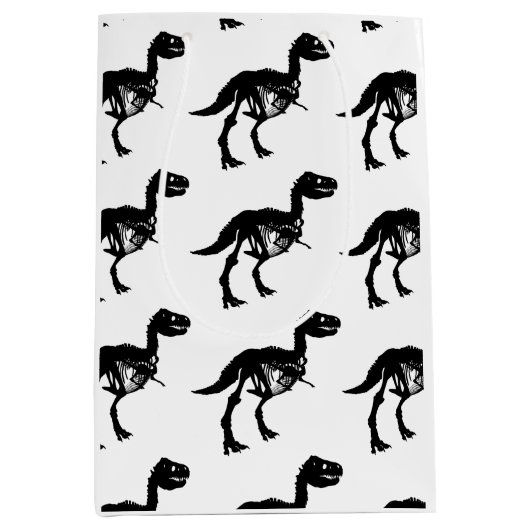 Besondere Dinosaurier-Skelettbeutel Mittlere Geschenktüte (Vorderseite)
