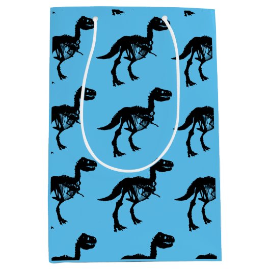 Besondere Dinosaurier-Skelettbeutel Mittlere Geschenktüte (Vorderseite)