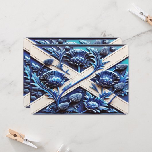 Besondere Einladungen mit schottischen Thistles (Vorderseite/Rückseite Beispiel)