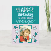 Besondere Enkelin Foto türkis Geburtstag Karte (Vorderseite)