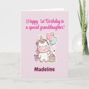 Besondere Enkelin, Personalisierter 1. Geburtstag  Karte