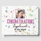 Besondere Ereignisse farbenfrohe Sterne auf weißem Gästebuch (Vorderseite)